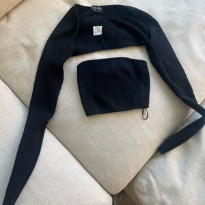 White Fox Boutique Black Fitted Crop Top with Cut Out